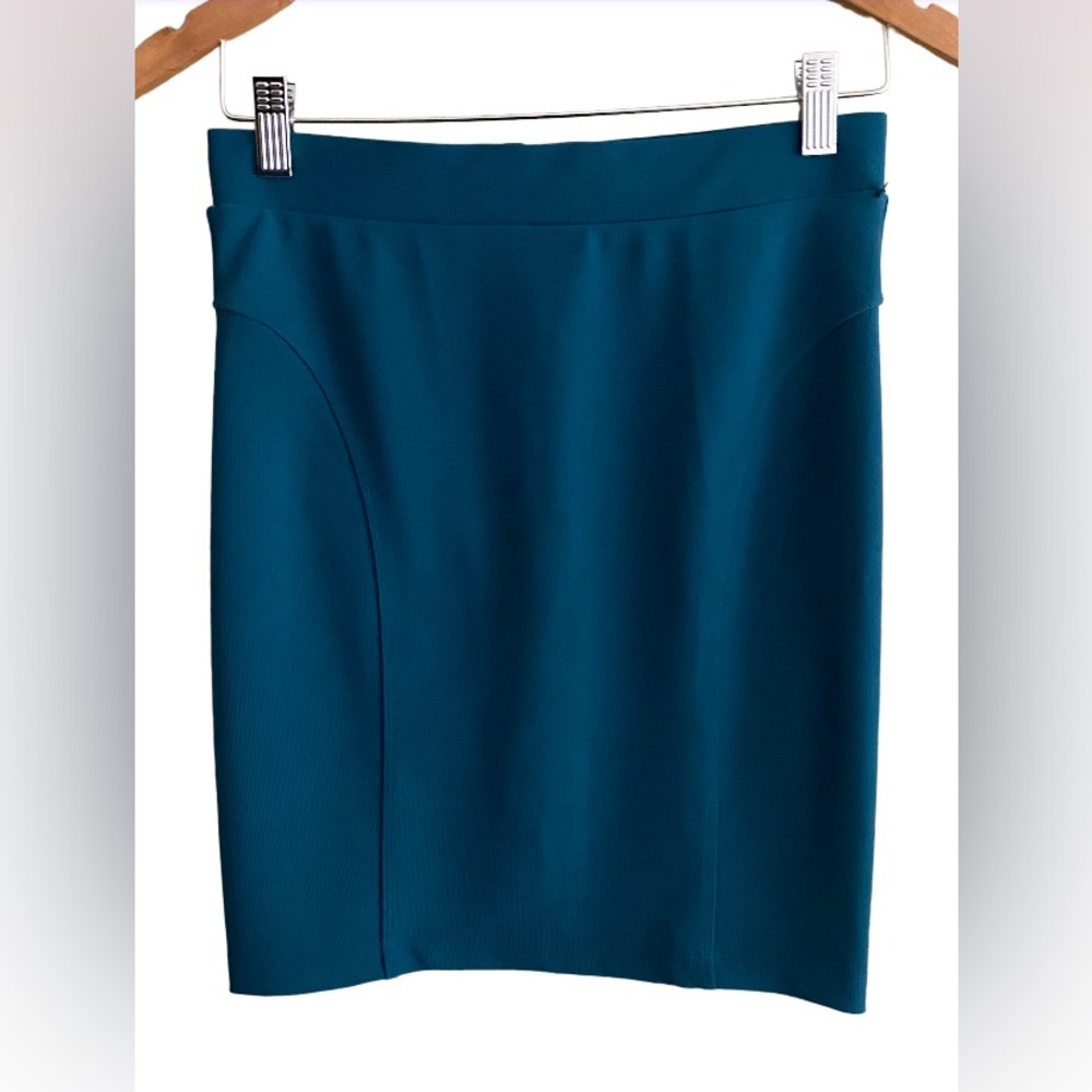 Forever 21: Teal Mini Pencil Skirt with Zipper in Back